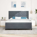 LED Box Spring Bed med hovedgærde Mørkegrå 180 x 200 cm Fløjl