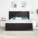 LED Box Spring Bed med hovedgærde Sort 180 x 200 cm Fløjl