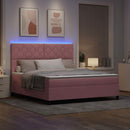 LED Box Spring Bed med hovedgærde Lyserød 180 x 200 cm Fløjl