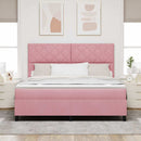 LED Box Spring Bed med hovedgærde Lyserød 180 x 200 cm Fløjl