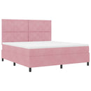 LED Box Spring Bed med hovedgærde Lyserød 180 x 200 cm Fløjl