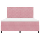 LED Box Spring Bed med hovedgærde Lyserød 180 x 200 cm Fløjl