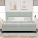 LED Box Spring Bed med hovedgærde Lysegrå 200 x 200 cm Fløjl