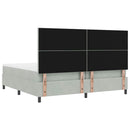 LED Box Spring Bed med hovedgærde Lysegrå 200 x 200 cm Fløjl