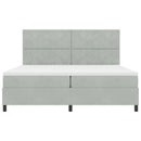 LED Box Spring Bed med hovedgærde Lysegrå 200 x 200 cm Fløjl