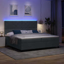 LED Box Spring Bed med hovedgærde Mørkegrå 200 x 200 cm Fløjl