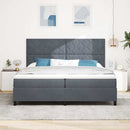 LED Box Spring Bed med hovedgærde Mørkegrå 200 x 200 cm Fløjl