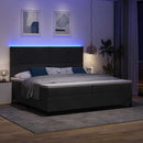 LED Box Spring Bed med hovedgærde Sort 200 x 200 cm Fløjl