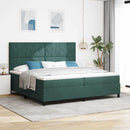 LED Box Spring Bed med hovedgærde Mørkegrøn 200 x 200 cm Fløjl