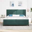 LED Box Spring Bed med hovedgærde Mørkegrøn 200 x 200 cm Fløjl