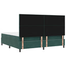 LED Box Spring Bed med hovedgærde Mørkegrøn 200 x 200 cm Fløjl