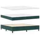 LED Box Spring Bed med hovedgærde Mørkegrøn 200 x 200 cm Fløjl