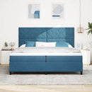 LED Box Spring Bed med madras Mørk blå 200 x 200 cm Fløjl