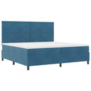 LED Box Spring Bed med madras Mørk blå 200 x 200 cm Fløjl