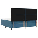 LED Box Spring Bed med madras Mørk blå 200 x 200 cm Fløjl