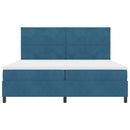 LED Box Spring Bed med madras Mørk blå 200 x 200 cm Fløjl