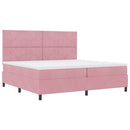 LED Box Spring Bed med hovedgærde Lyserød 200 x 200 cm Fløjl