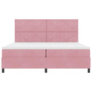 LED Box Spring Bed med hovedgærde Lyserød 200 x 200 cm Fløjl