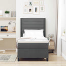 LED Box Spring Bed med madras Mørkegrå 80 x 200 cm Stof