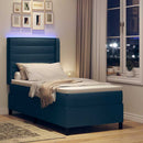 LED Box Spring Bed med madras Blå 80 x 200 cm Stof