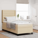 LED Box Spring Bed med madras Creme 90 x 190 cm Stof