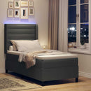 LED Box Spring Bed med madras Mørkegrå 90 x 200 cm Stof