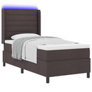 LED Box Spring Bed med madras Mørk Brun 90 x 200 cm Stof
