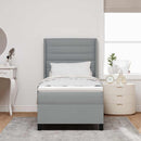 LED Box Spring Bed med madras Lysegrå 100 x 200 cm Stof