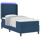 LED Box Spring Bed med madras Blå 100 x 200 cm Stof