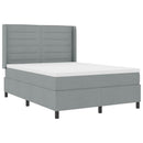LED Box Spring Bed med madras Lysegrå 140 x 190 cm Stof