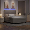 LED Box Spring Bed med madras Gråbrun 140 x 190 cm Stof