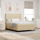 LED Box Spring Bed med madras Creme 140 x 190 cm Stof
