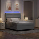 LED Box Spring Bed med madras Lysegrå 140 x 200 cm Stof