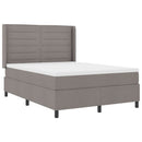 LED Box Spring Bed med madras Gråbrun 140 x 200 cm Stof