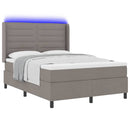 LED Box Spring Bed med madras Gråbrun 140 x 200 cm Stof