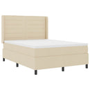 LED Box Spring Bed med madras Creme 140 x 200 cm Stof