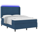 LED Box Spring Bed med madras Blå 140 x 200 cm Stof