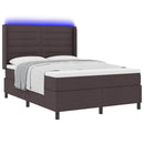 LED Box Spring Bed med madras Mørk Brun 160 x 200 cm Stof