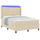 LED Box Spring Bed med madras Creme 160 x 200 cm Stof