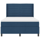 LED Box Spring Bed med madras Blå 160 x 200 cm Stof