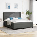 LED Box Spring Bed med madras Mørkegrå 180 x 200 cm Stof