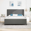 LED Box Spring Bed med madras Mørkegrå 180 x 200 cm Stof