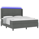 LED Box Spring Bed med madras Mørkegrå 180 x 200 cm Stof