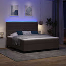 LED Box Spring Bed med hovedgærde Mørk Brun 180 x 200 cm Stof