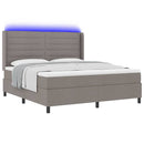 LED Box Spring Bed med hovedgærde Gråbrun 180 x 200 cm Stof