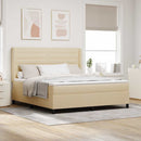 LED Box Spring Bed med madras Creme 180 x 200 cm Stof