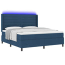 LED Box Spring Bed med madras Blå 180 x 200 cm Stof