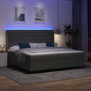 LED Box Spring Bed med madras Mørkegrå 200 x 200 cm Stof