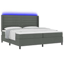 LED Box Spring Bed med madras Mørkegrå 200 x 200 cm Stof