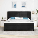 LED Box Spring Bed med madras Sort 200 x 200 cm Stof
